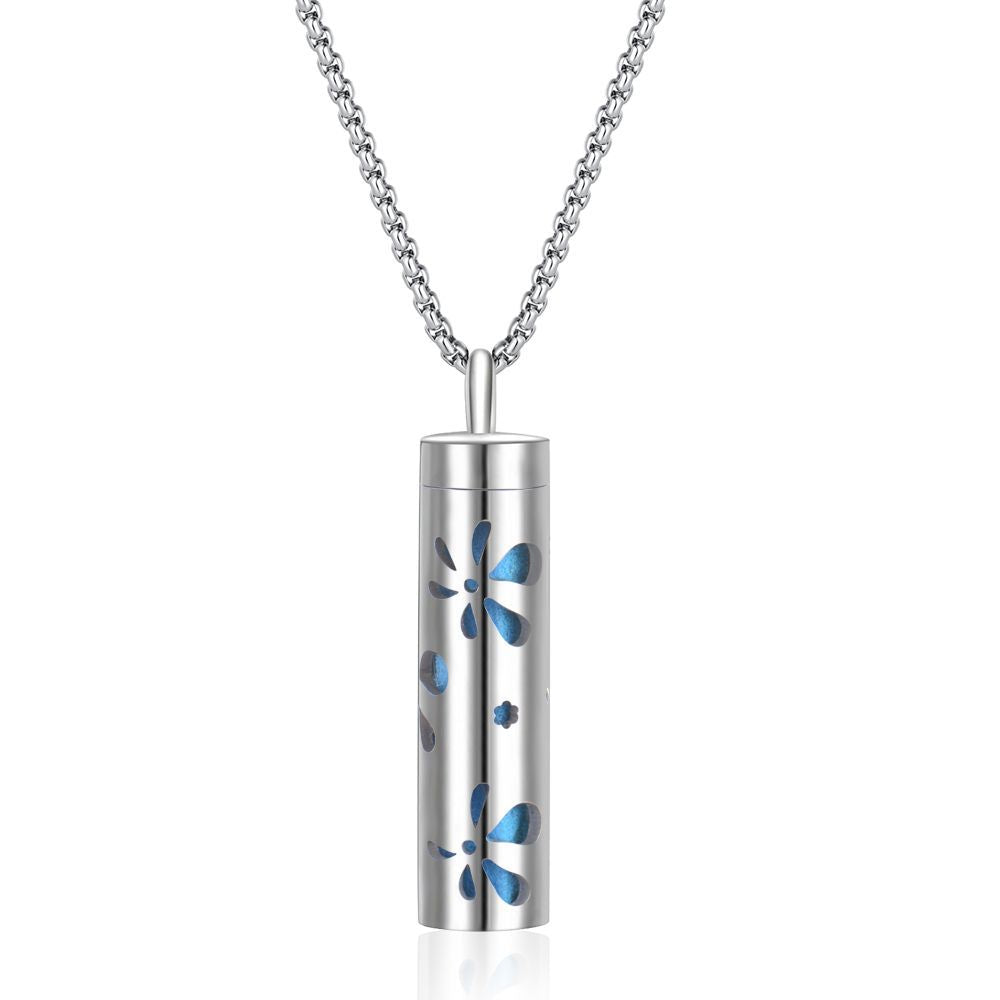 Perfume Bottle Essential Oil Stainless Steel Cylinder Corrugated Couple Pendants