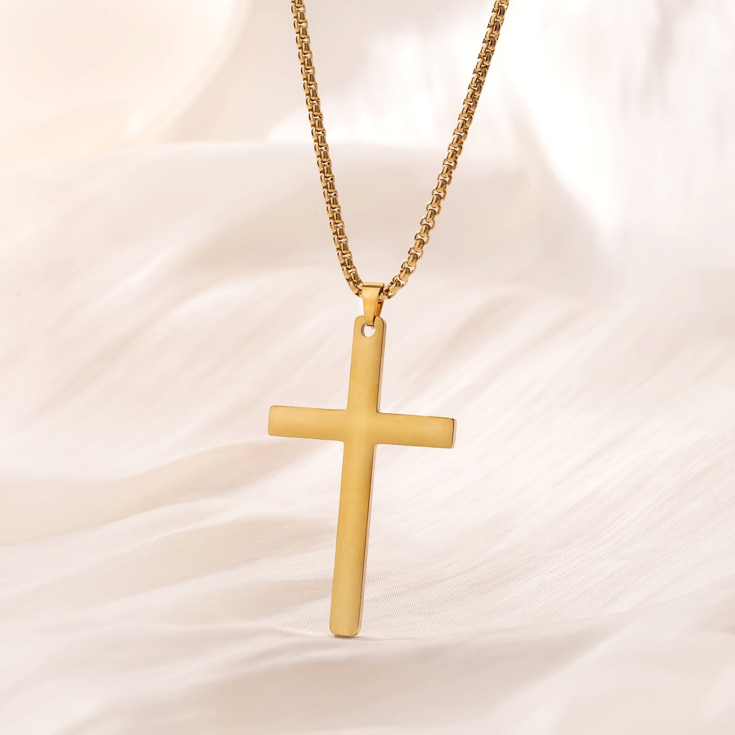 Men's Long Stainless Steel Sweater Chain Gold Plating Simple Geometric Necklaces