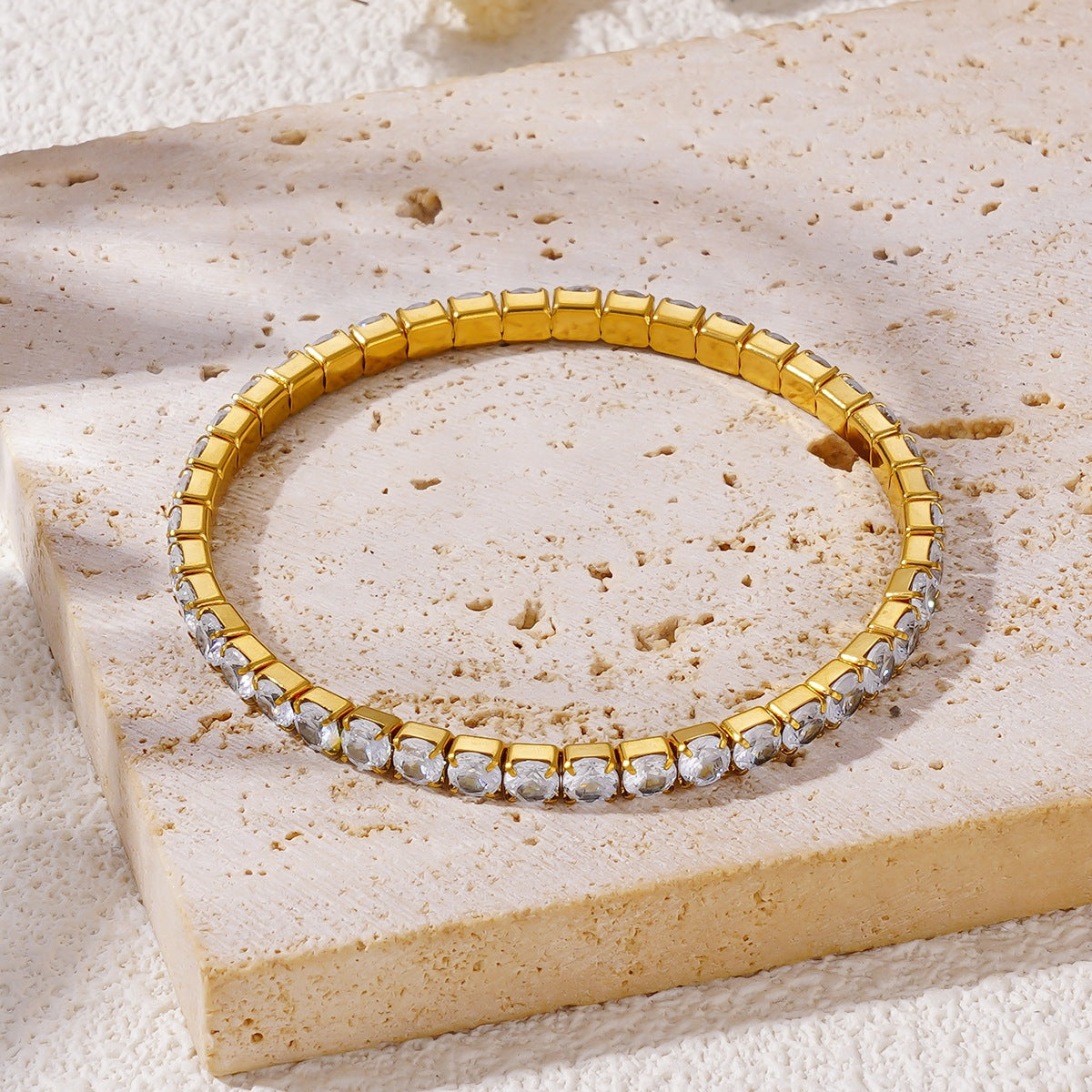 Women's Minimalist Single Row Square Zircon Fashion Simple Full Diamond Bracelets