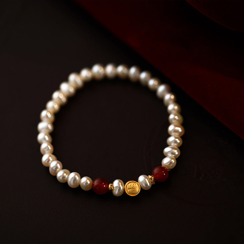 High Sense Chinese Style Alluvial Gold Bracelets
