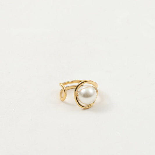 Open Freshwater Large Pearl Titanium Steel Gold Bracelet