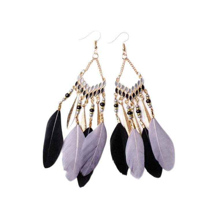 Bohemian Feather High-grade Yunnan Tourism Holiday Earrings