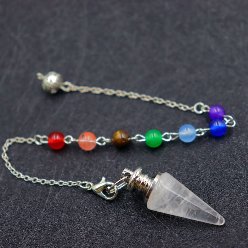 Column Pendulum Chain Natural Crystal Hexagonal Cone Pendants