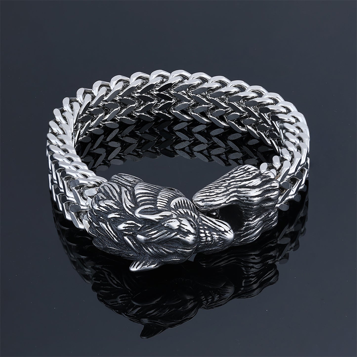 Steel Animal Series Wolf Head Shape Bracelets