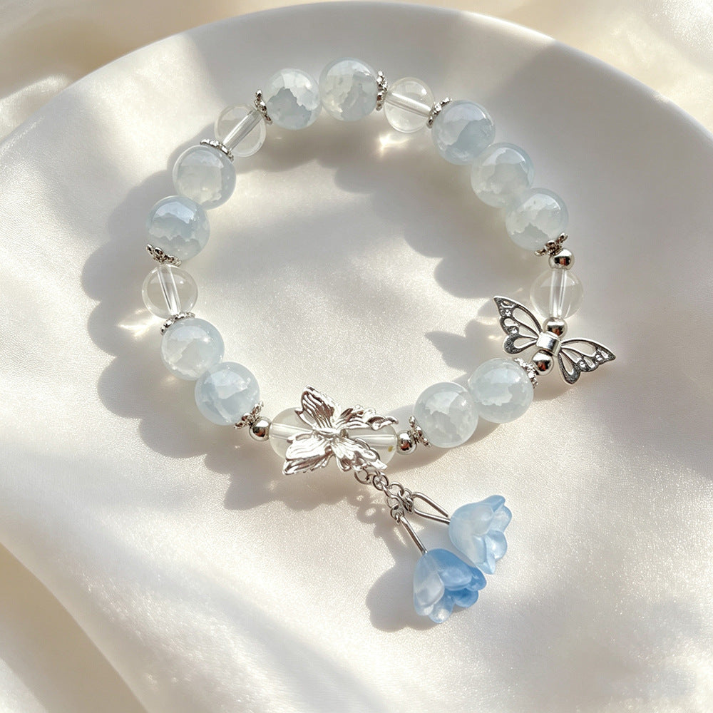 Glaze Butterfly Lily Design Female High-grade Sweet Girlfriends Bracelets