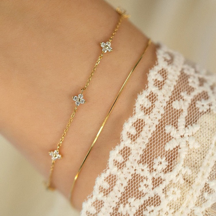 Sier Starry Female Simple Zircon Light Bracelets