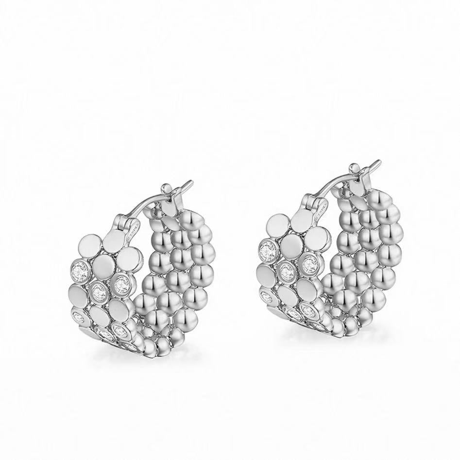 Affordable Luxury Style Round Beads Full Diamond Clip Niche Design Ear Buckle