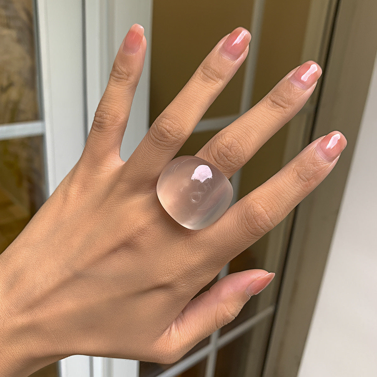 Women's High Profile Fashion Trendy Candy Color Acrylic Simple Exaggerated Ring