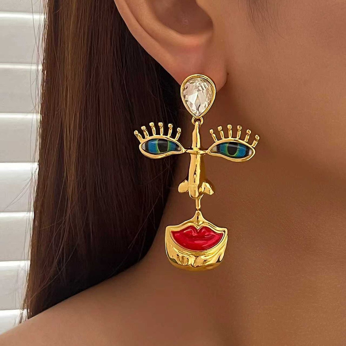 Red Lips Niche High-key Eardrop Personality Artistic Sense Light Luxury Earrings