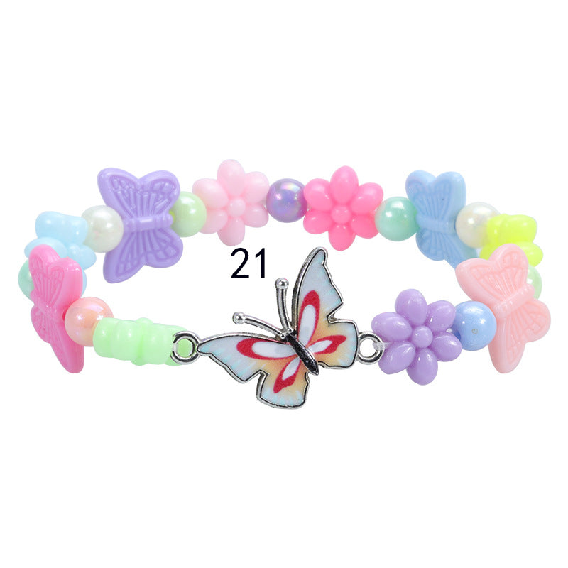 Children's Colorful Beaded Cute Butterfly Kindergarten Birthday Bracelets