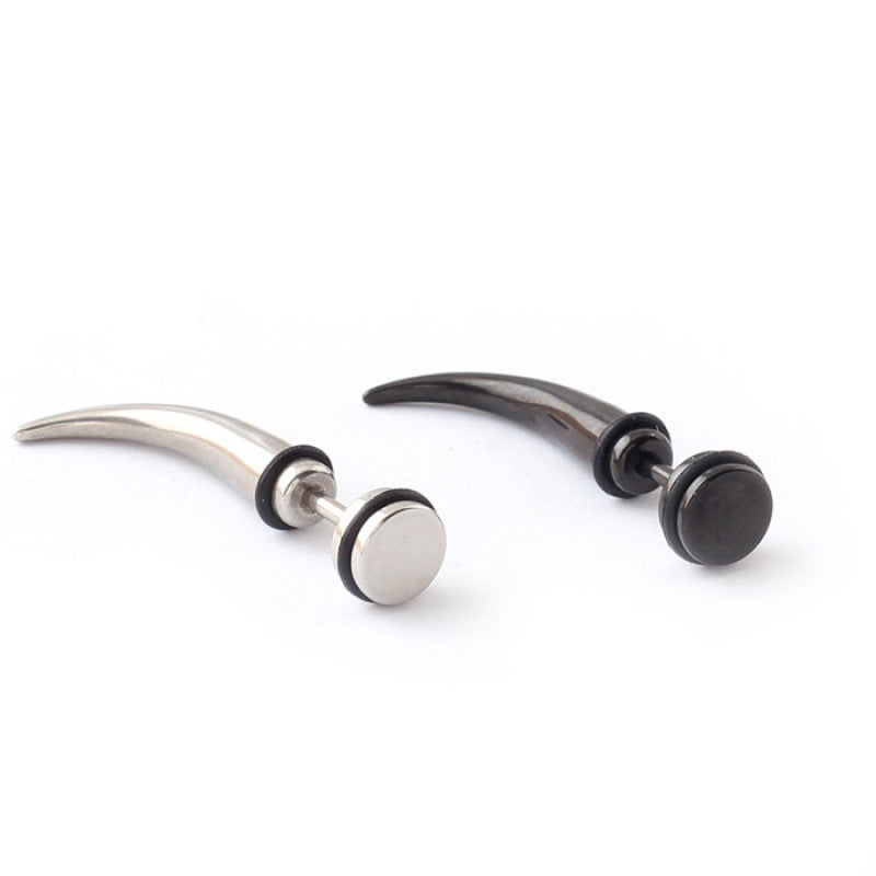 Women's & Men's Personality Creative Curved Stainless Steel Pointed Stud Earrings