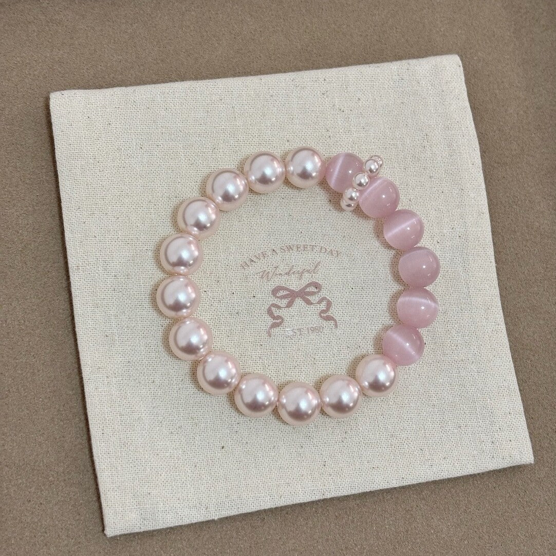 Eye Crystal Stitching Manta Rose Pearl Female Sweet Elegance Bracelet