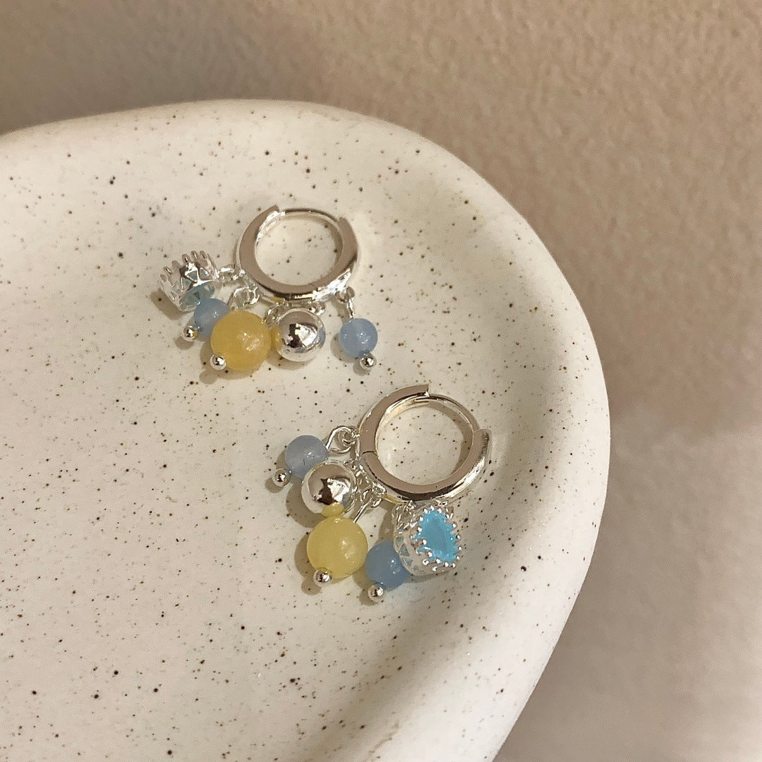 French Color Morandi Natural Stone Beaded Female Rings