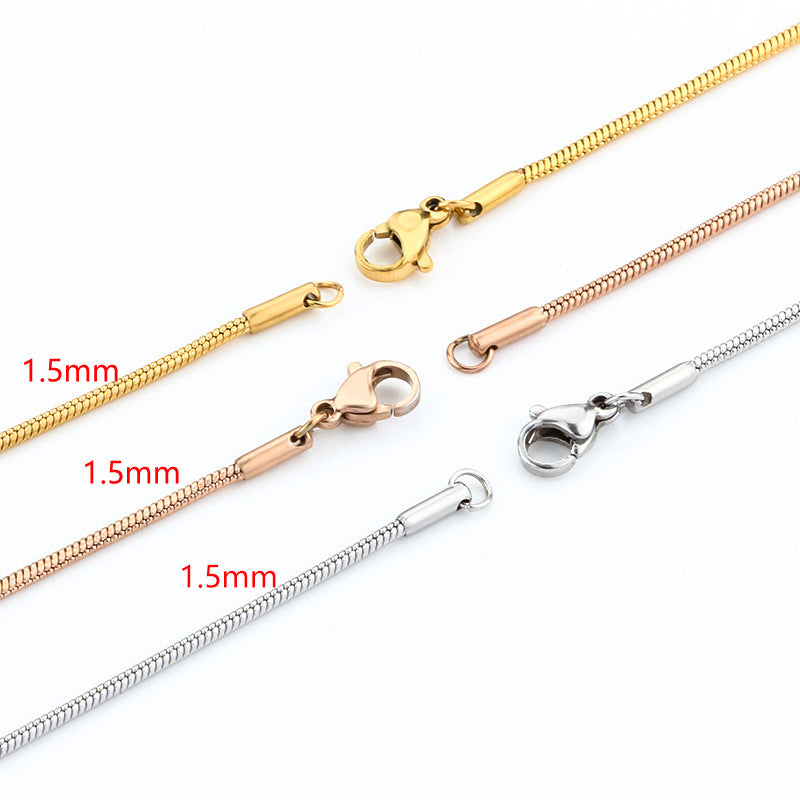 Women's & Men's Stainless Steel Snake Bone Welding Mouth Personality Trendy Items Basic Necklace