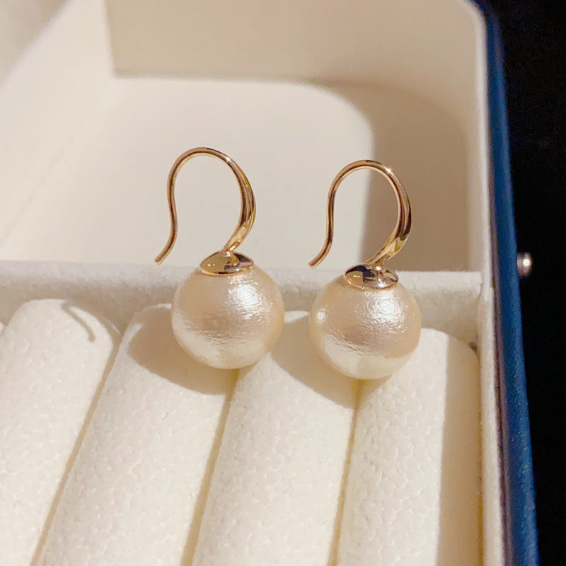 Color Cotton Pearl Ear Hook French Earrings