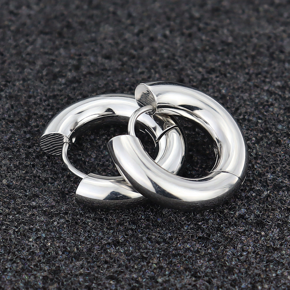 Women's & Men's Stainless Steel Clip Exaggerated Thick Thread Round Large Ear Buckle