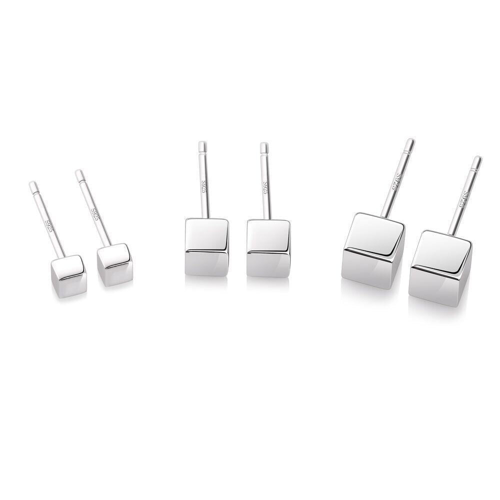 Women's Sier Square Simple Small Style Niche High Sense Stud Earrings
