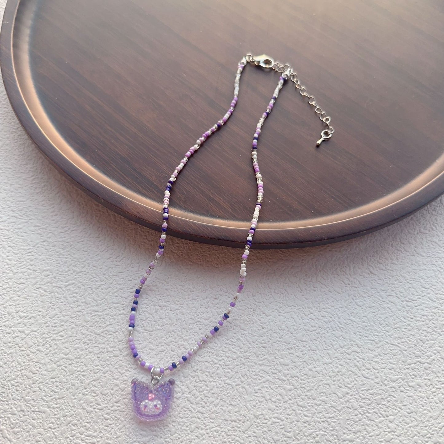 Beaded For Cartoon Cute Bowknot Clavicle Chain Necklace