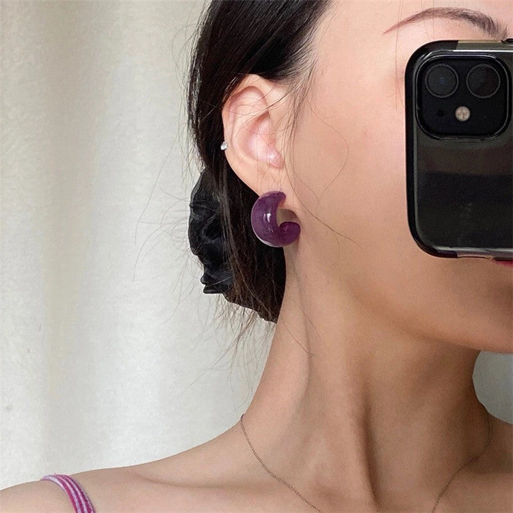 Trendy Blooming Purple Shaped Stylish Graceful Earrings