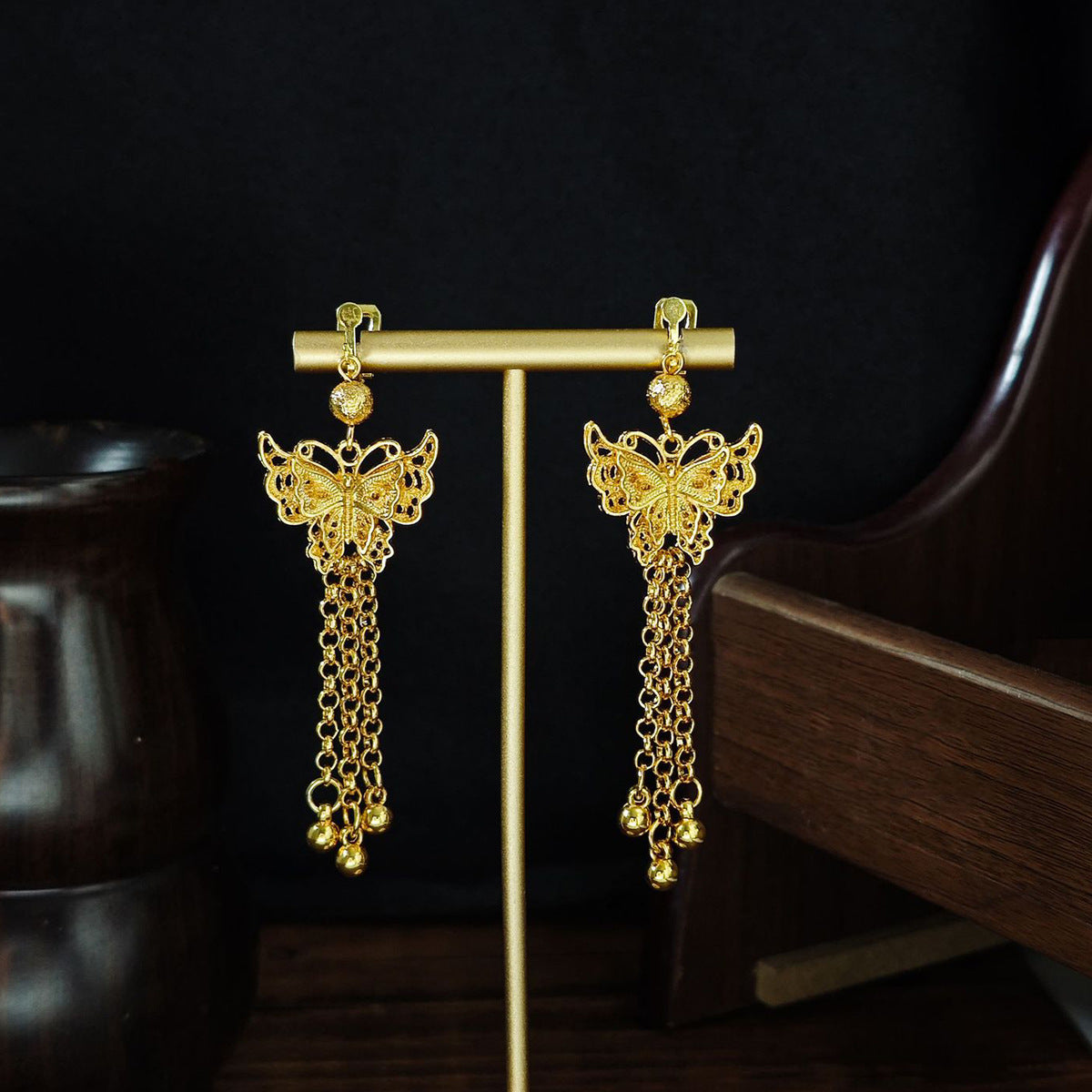 Long Water Drop Tassel Tourist Attractions Diamond Ears Earrings