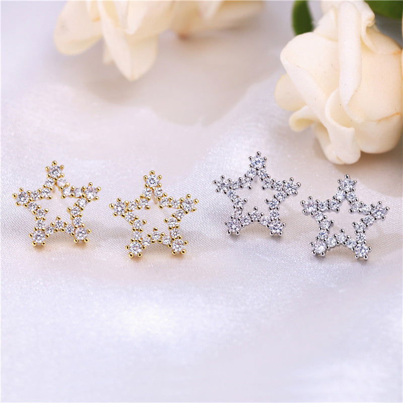 Women's Plaid Copper Inlaid Zircon Electroplated Creative Style Earrings