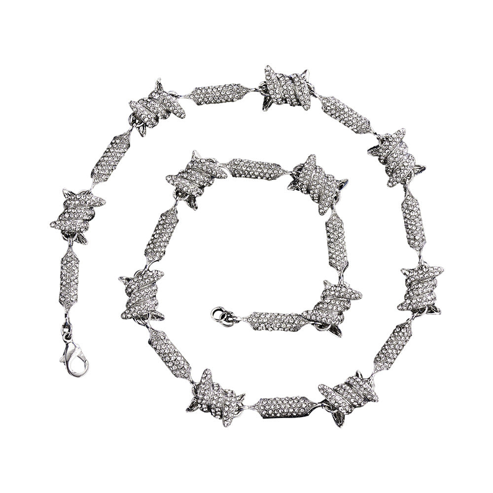 Hip Hop Irregular Three-dimensional Alloy Dense Inlaid Infinite Chain Cuban Necklace
