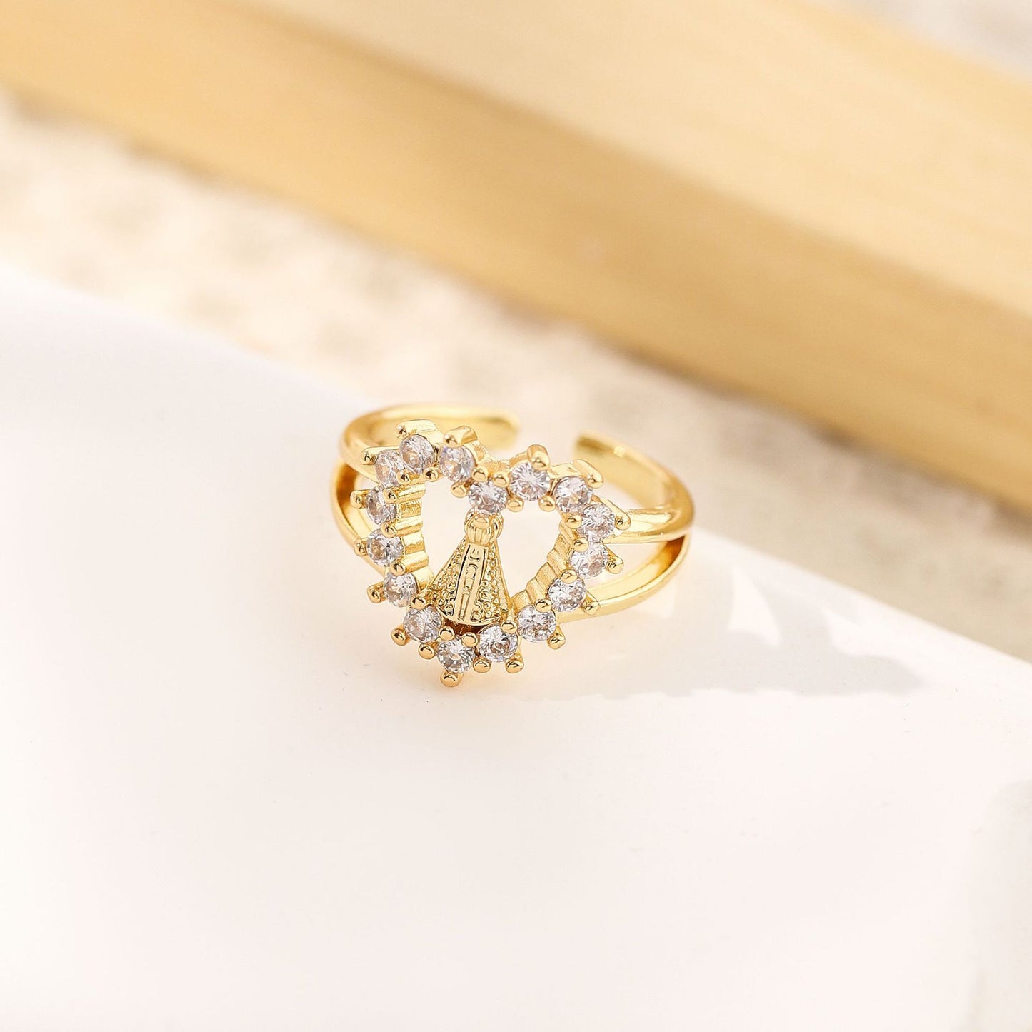 Gold Zircon Geometric Female Simple Personalized Rings