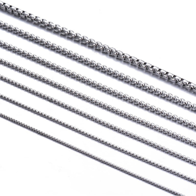 Women's & Men's Stainless Steel Square Pearl Chain Fashion Simple Titanium Necklace