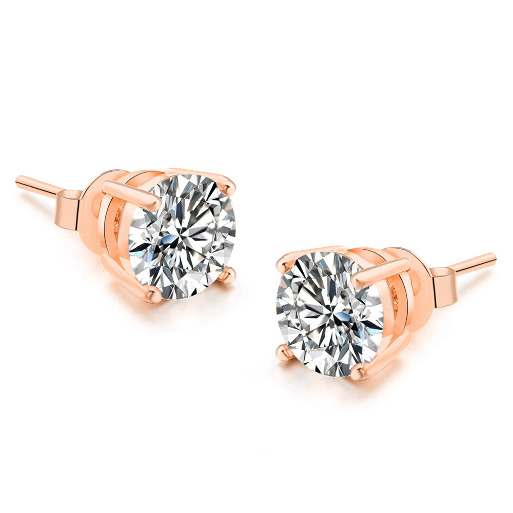 Women's Classic Simple Four Claw Round Zircon For Gold Plated Multicolor Rings