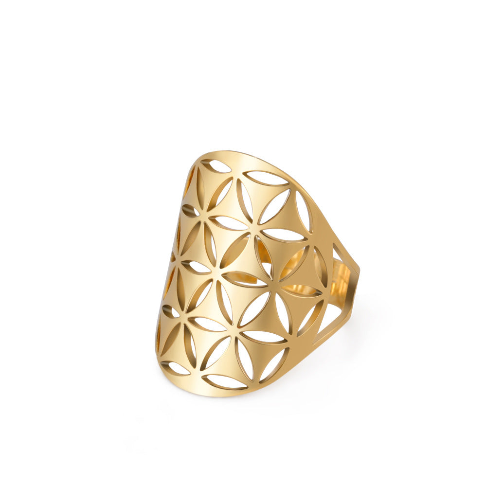 Women's Adjustable Stainless Steel Sacred Geometric For Charm Rings