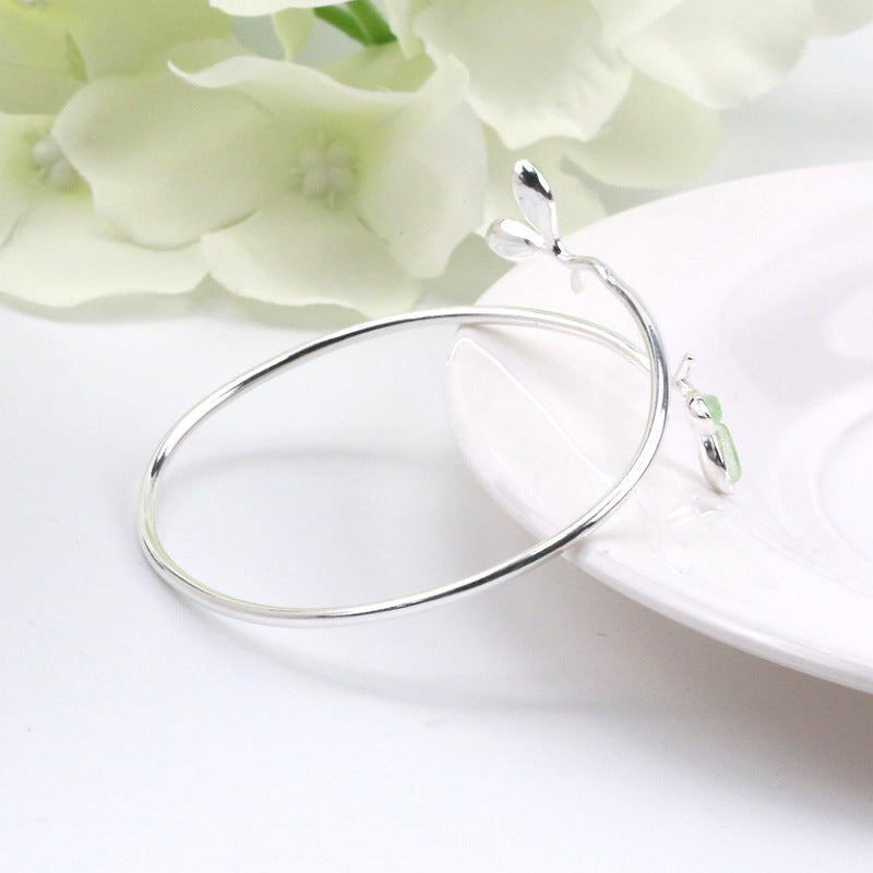 Fresh Handmade Leaf Green Opal Fashion Bracelet