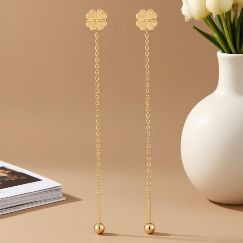 Flower Love Butterfly Long Fringe Female Titanium Steel Trendy Grace Ear Line