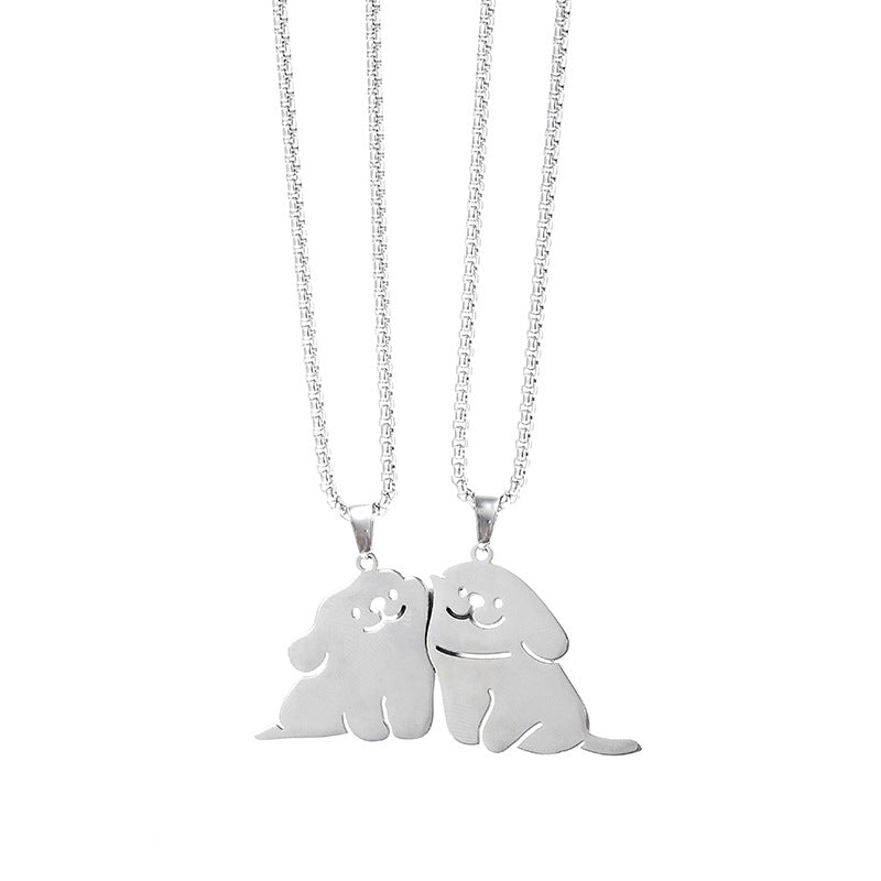 Women's & Men's Hop Cute Puppy Titanium Steel Fashion Girlfriends Necklace