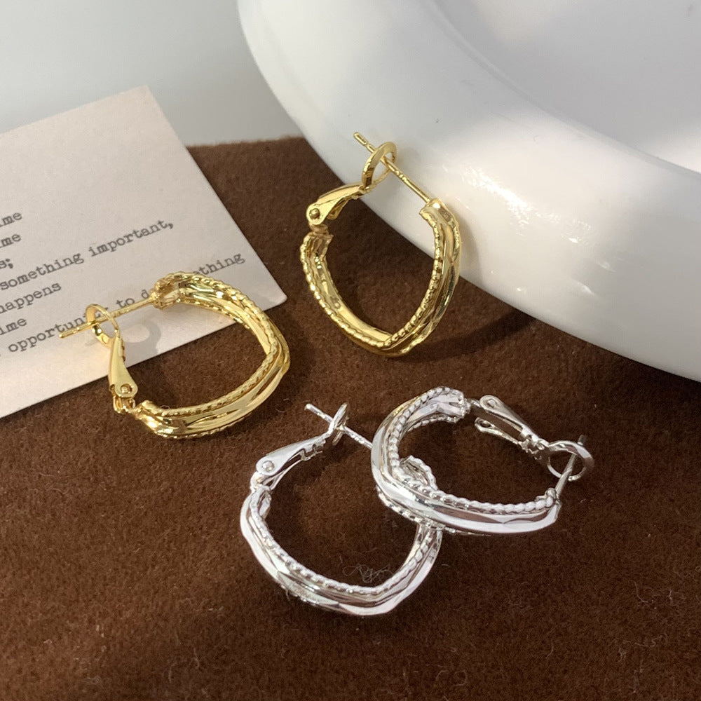 Simple Light Luxury High-grade Geometric Ear Niche Temperament Rings