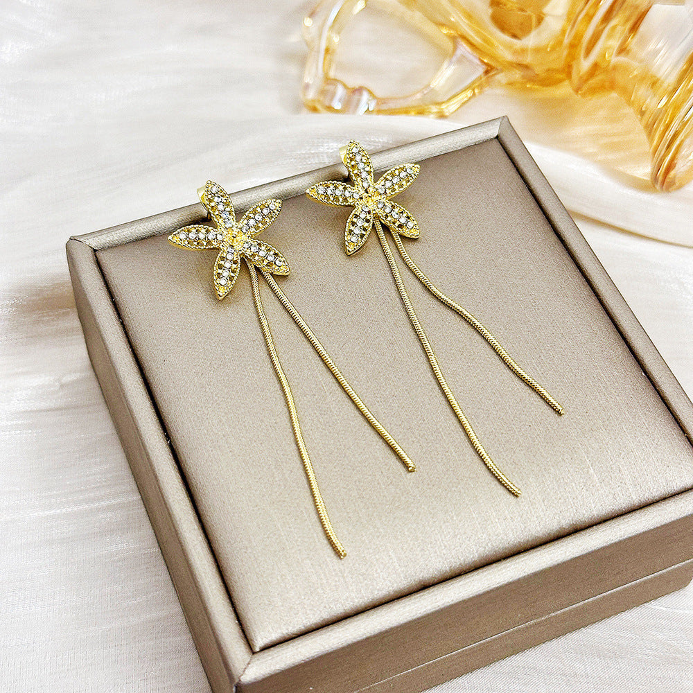Elegant Zircon Butterfly Tassel Gentle Stylish Personality Stud Earrings