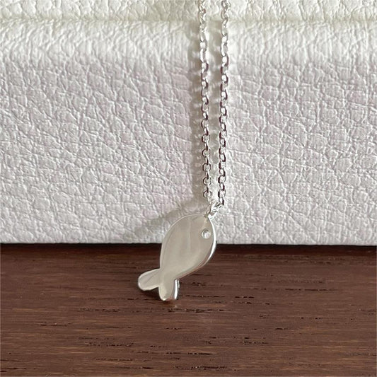 Fan Korean Style Sterling Sier Fish Necklaces