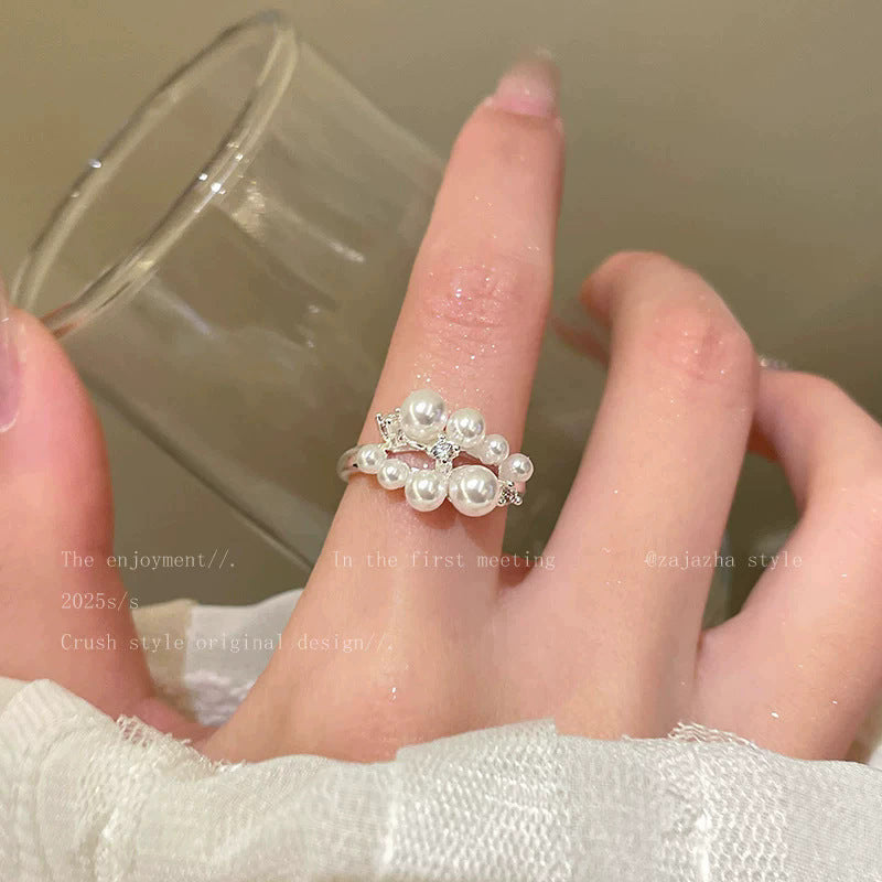 Pearl Zircon Butterfly Female Niche High-grade Light Luxury Couple Temperament Ring