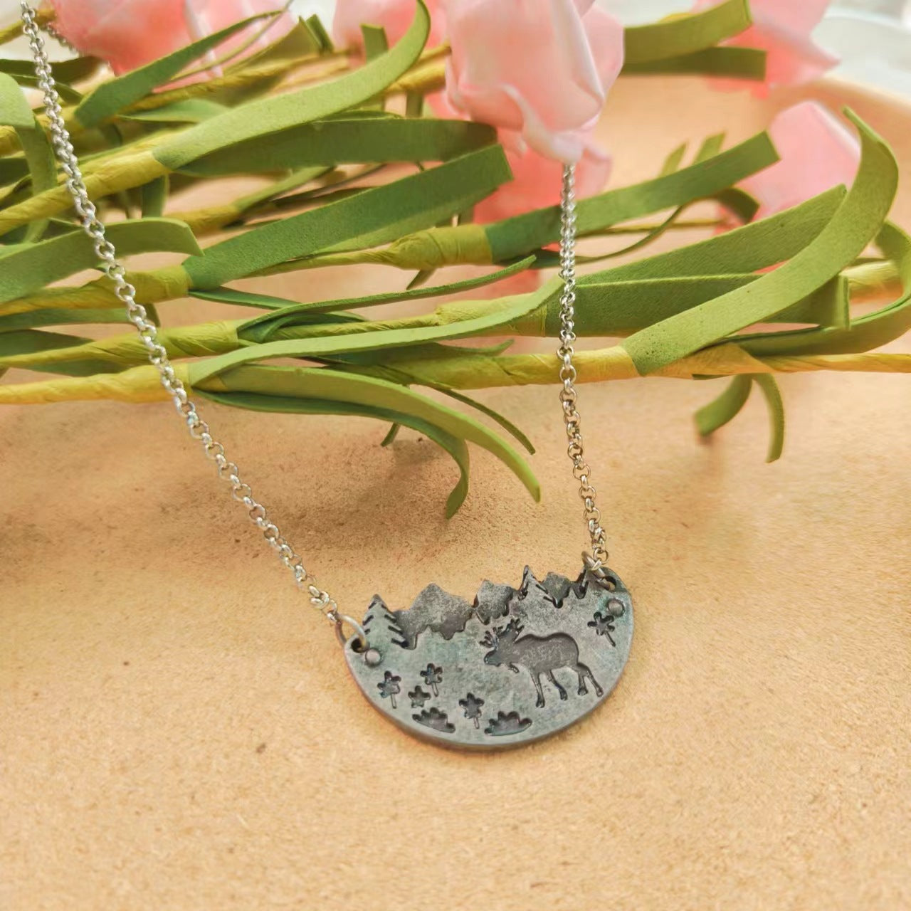 Fashion Vintage Square Turquoise Cross Boho Clavicle Pendants
