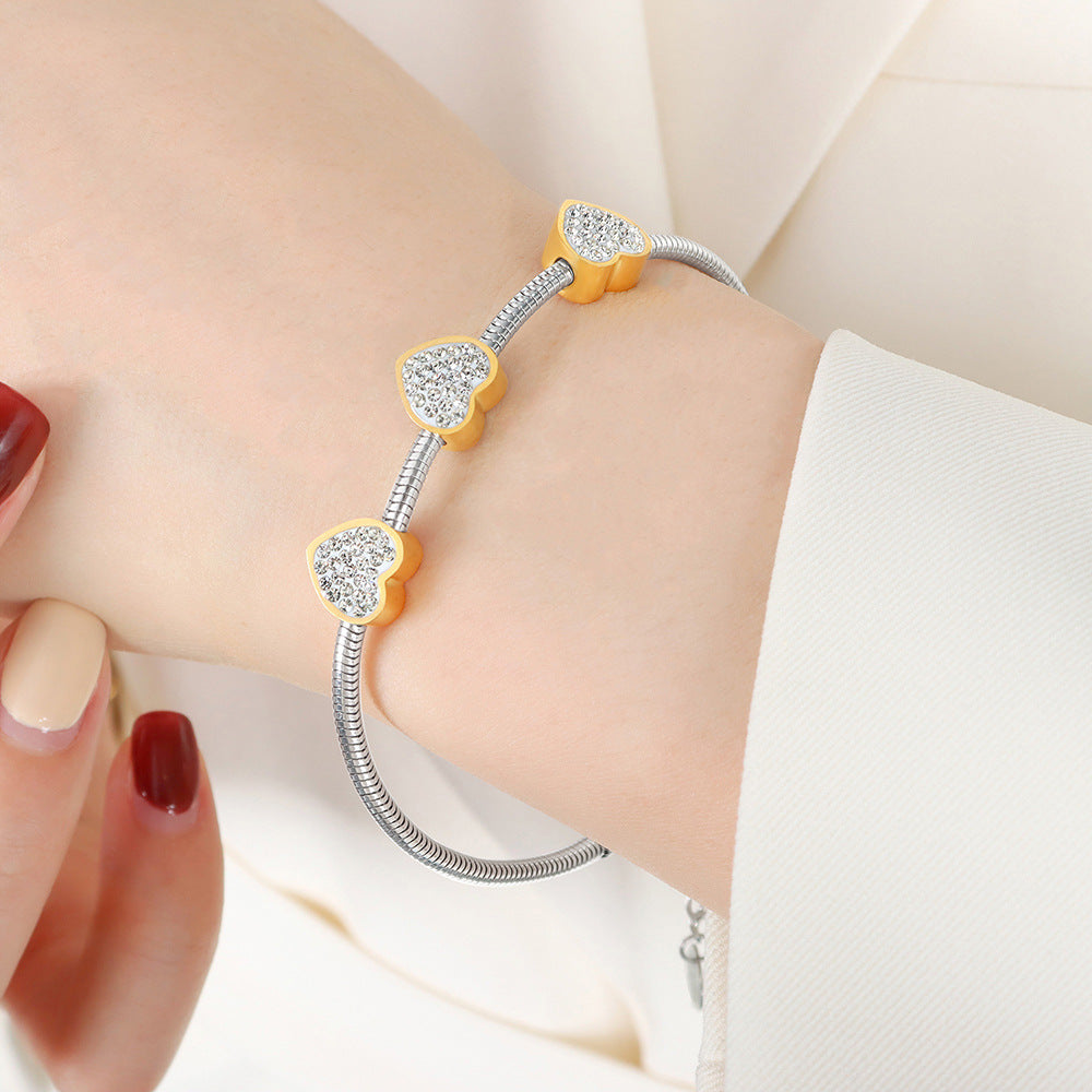 Steel Gold-plated Diamond Beaded Affordable Luxury Bracelets