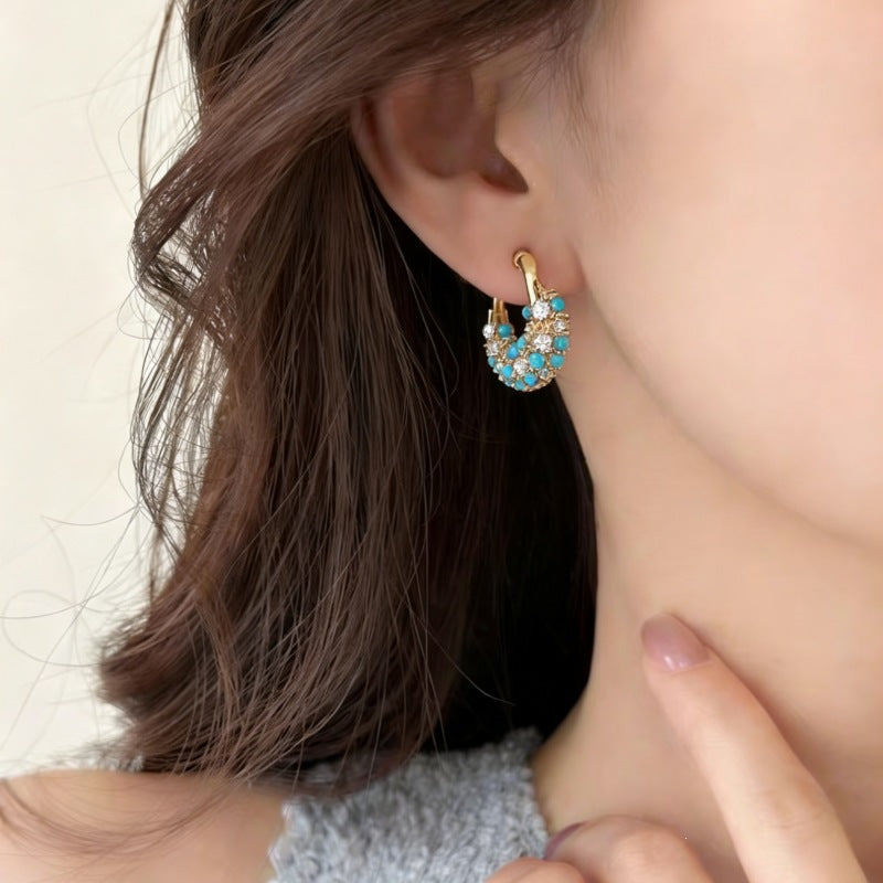 Grain Of Rice Blue Pine Clip High-grade Light Luxury Ear Buckle