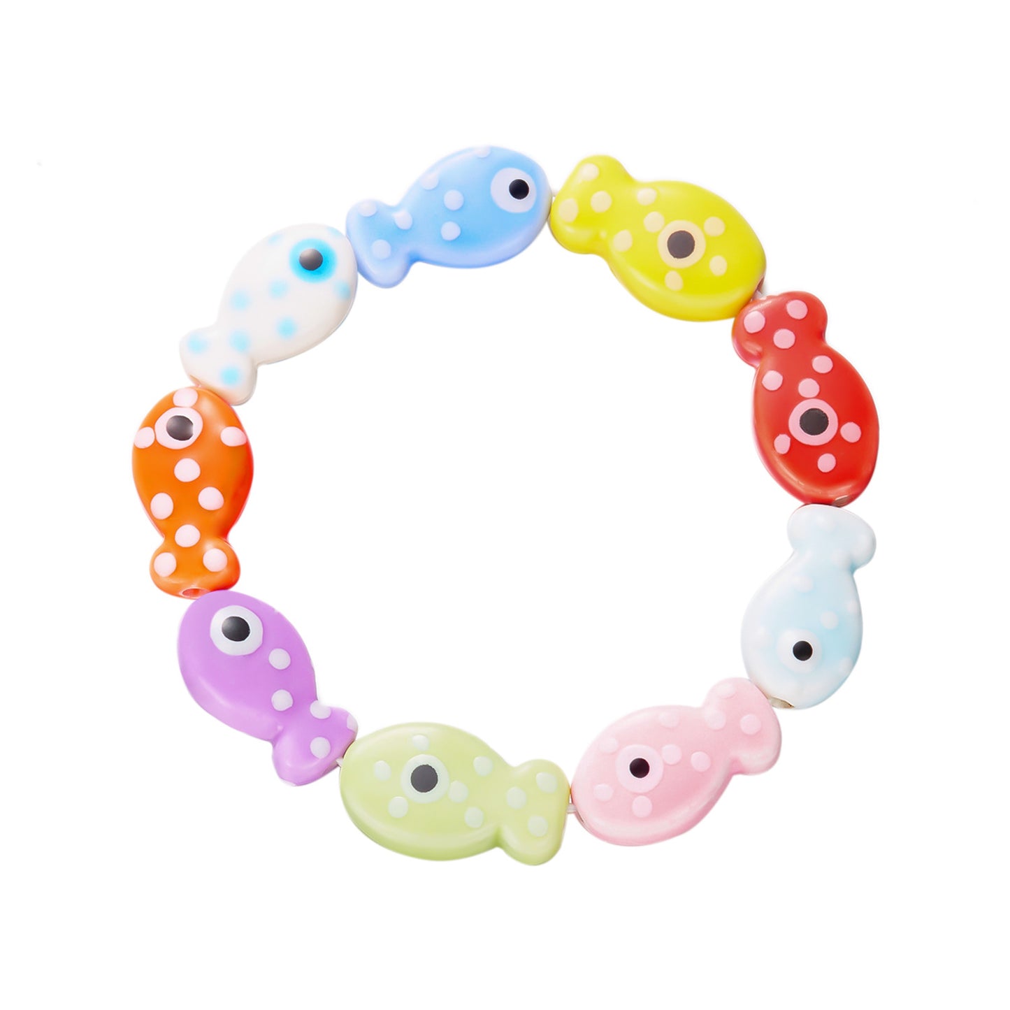 Summer Dopamine Color Ceramic Fish Childlike Cute Heart Beaded Niche Bracelet