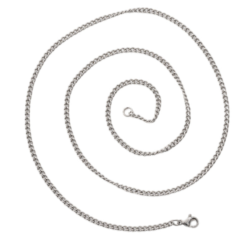 Men's Titanium Steel Chain Stainless Curb Thin Twisted Necklaces