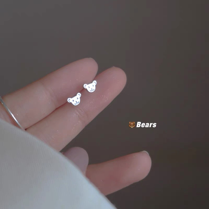 Sier For Female Fashionable Simple Small Earrings