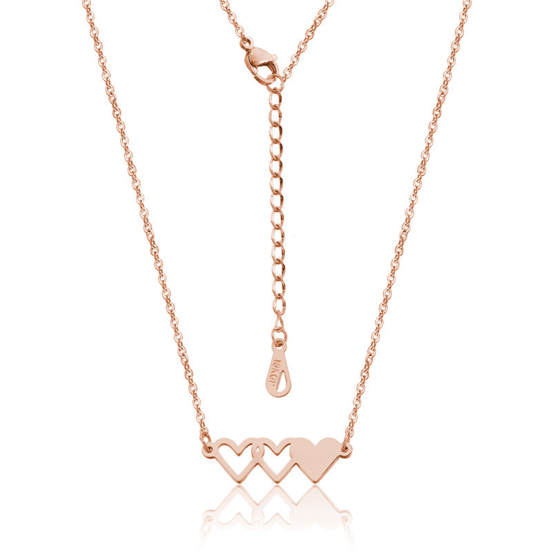 Sisters Family Peach Heart Three Titanium Necklaces