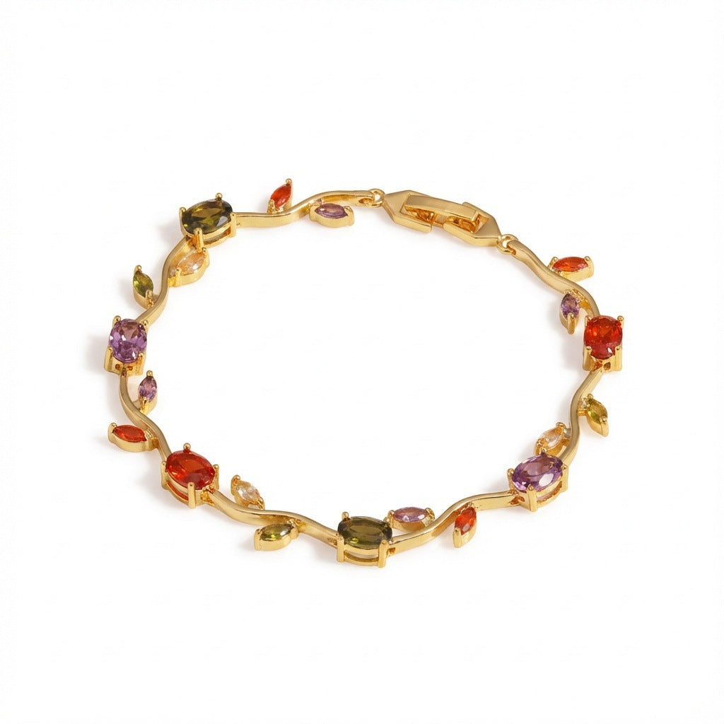 Green Copper Inlaid Zircon Light Luxury High-grade Bracelet