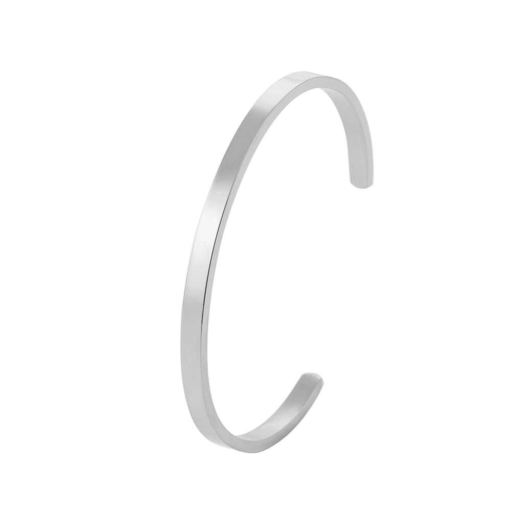 Shaped Titanium Steel Open-end Simple Glossy Bracelet