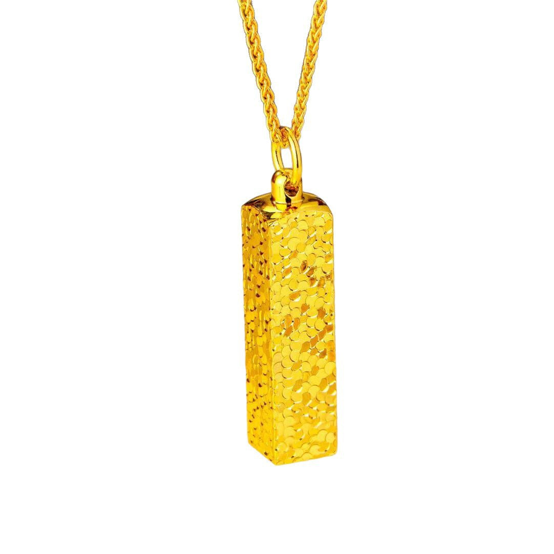 Women's & Men's Small Gold Bar Light Luxury Brick Necklaces