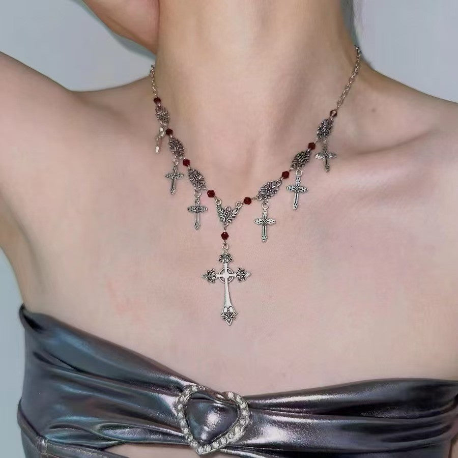 Sier Simple Sliver Beads Tassel Double Layer Spacer Necklace