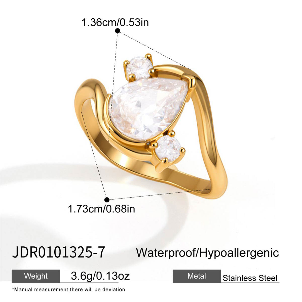 Zircon Niche High Sense Titanium Steel No Fading Female Light Rings