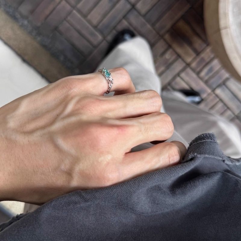 Women's & Men's Maldives Blue Moissanite Deadwood Little Finger Small Thumb High Ring